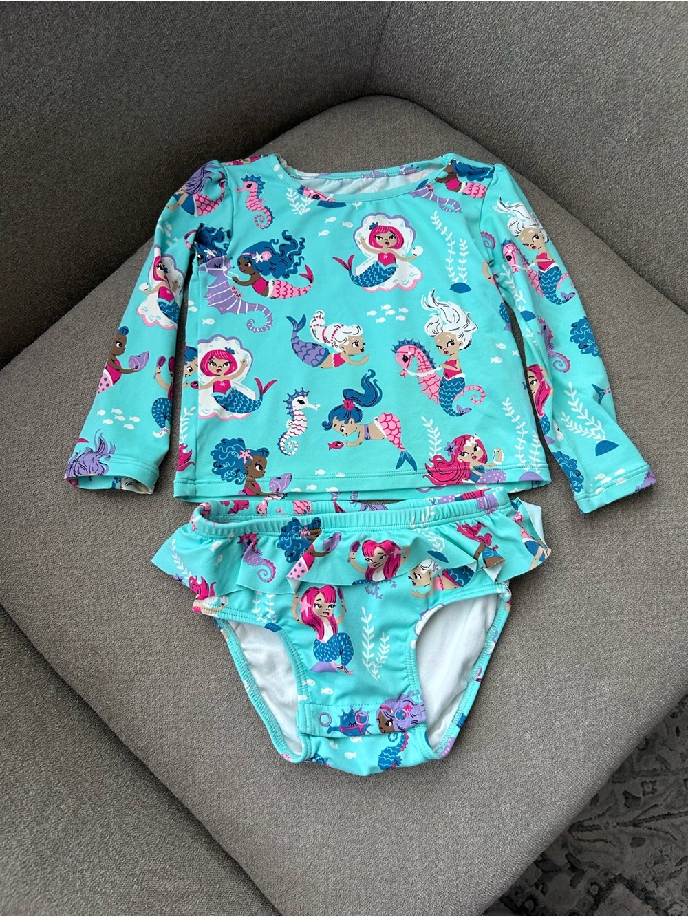 Hatley Aqua Mermaid Long-Sleeve Rashguard Set